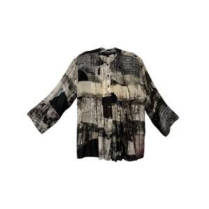 NEW RAAG women's silk button front blouse in black